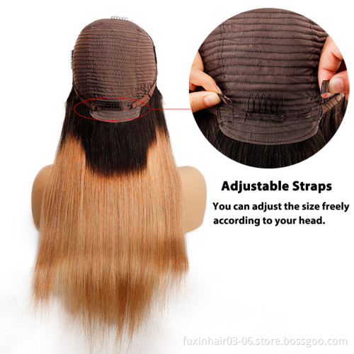1B 27 30 Blonde Brazilian Straight Lace Front Wig 13x4 Colored Ombre Human Hair Wigs Pre Plucked Remy Brown Lace Front Wig